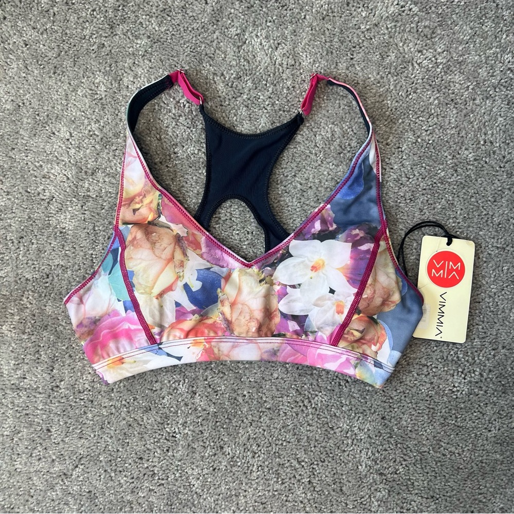 Vimmia Floral Racerback Sports Bra in Pink and White